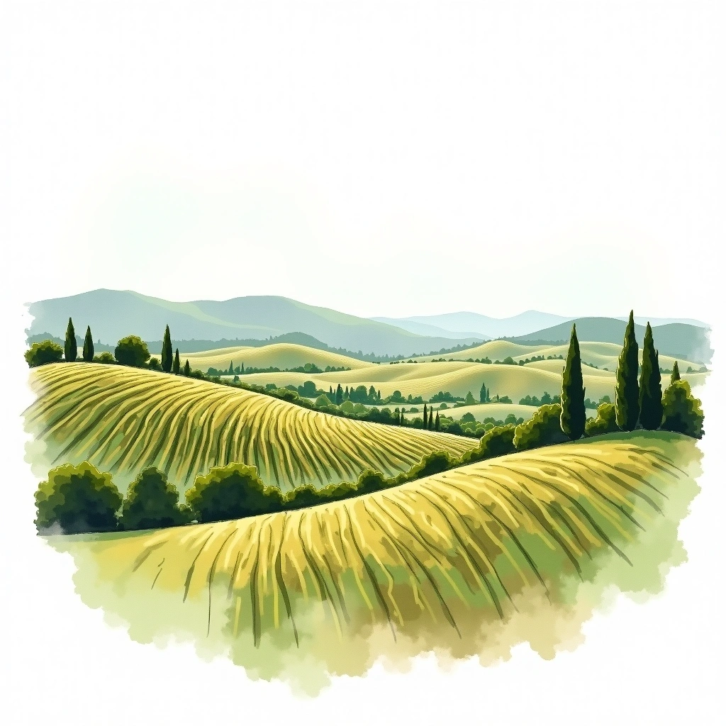 Santa Maria Valley wine region — watercolor illustration