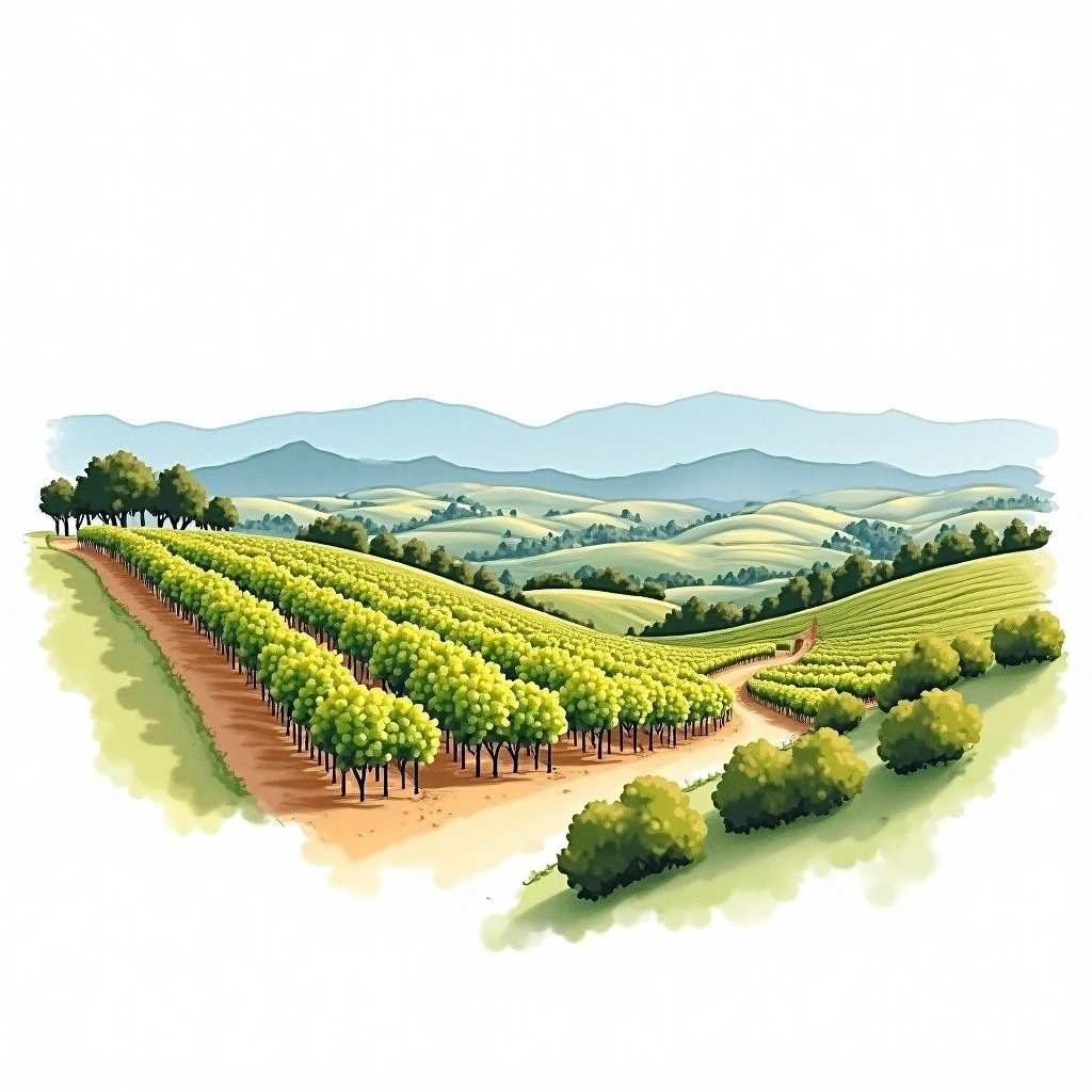 Santa Ynez Valley wine region — watercolor illustration
