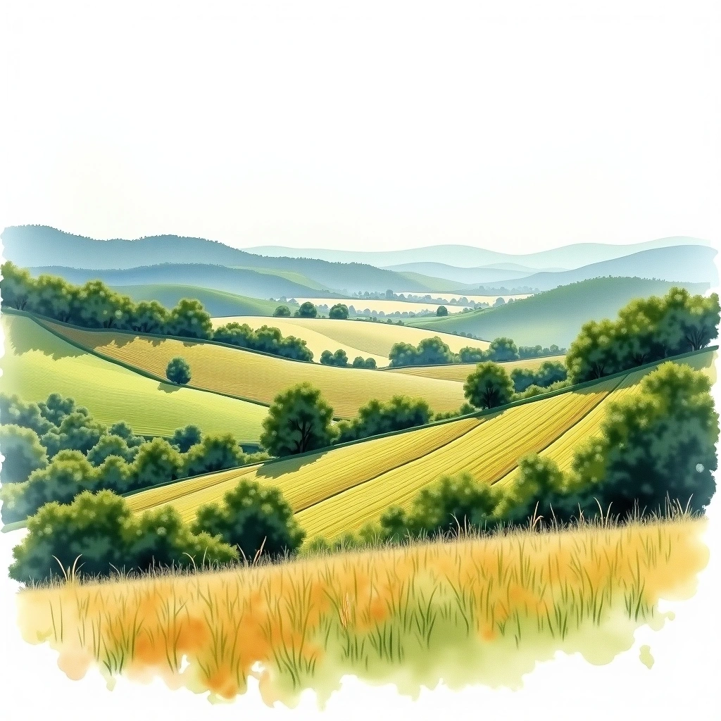 Santenay wine region — watercolor illustration