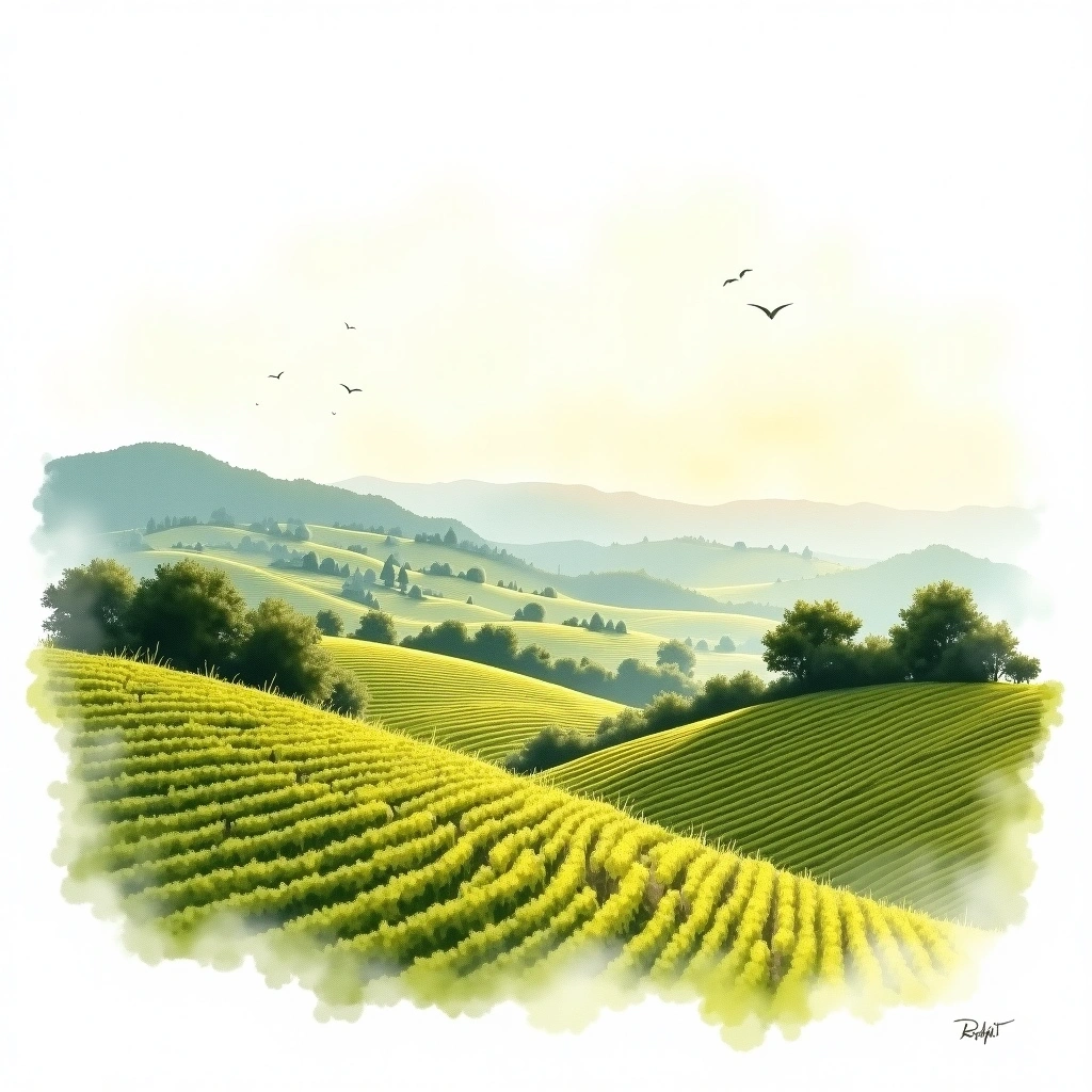 São Paulo wine region — watercolor illustration