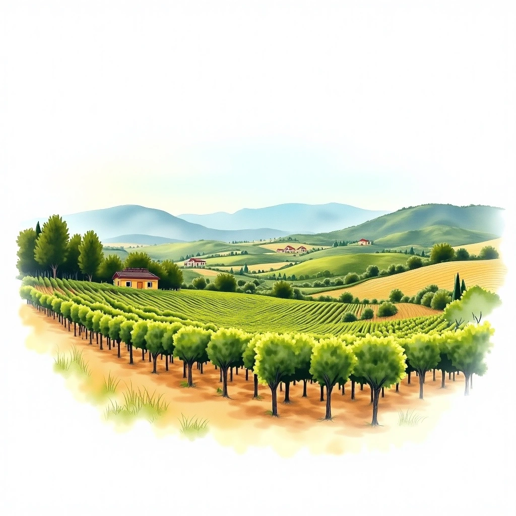 Sardegna wine region — watercolor illustration