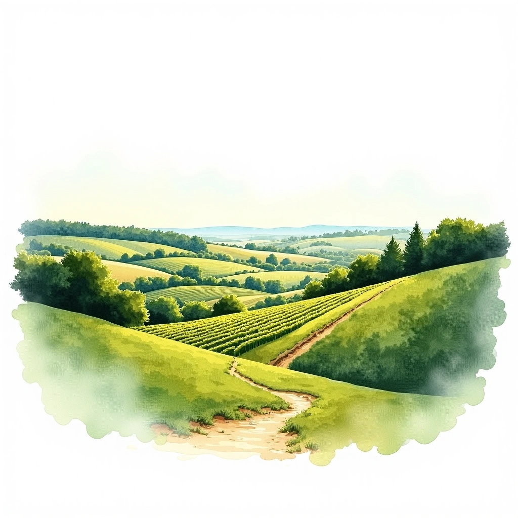 Saumur-Champigny wine region — watercolor illustration