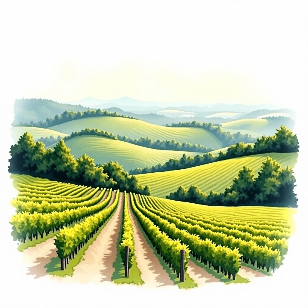 Saumur wine region — watercolor illustration