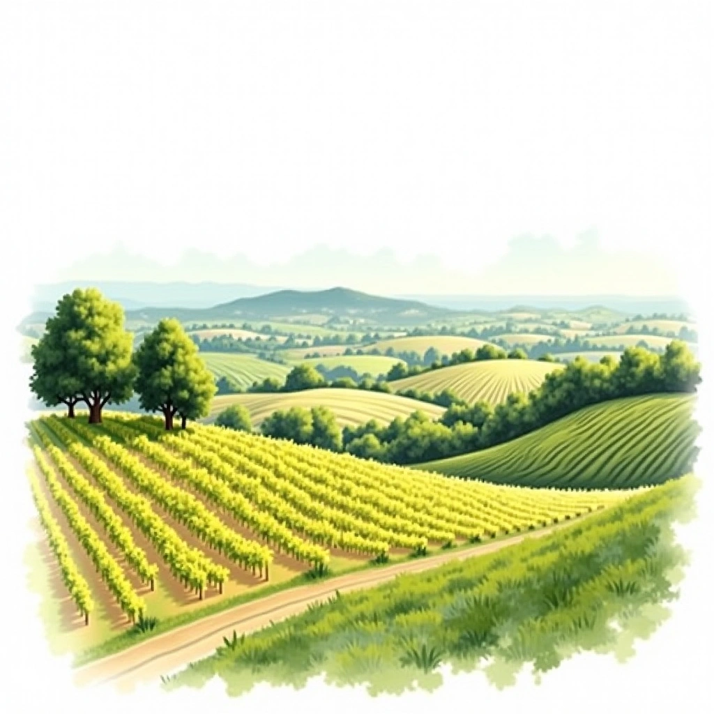 Savennières wine region — watercolor illustration
