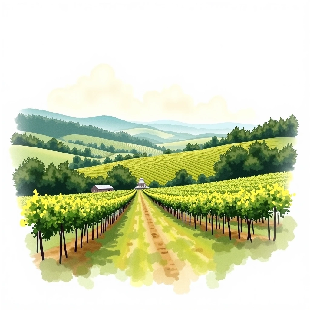 Sennoy (Сенной) wine region — watercolor illustration
