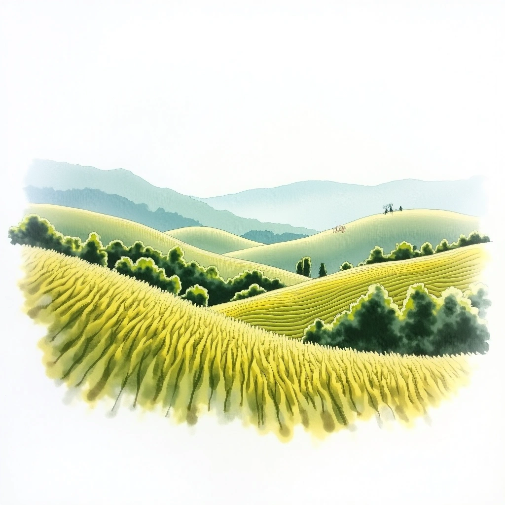 Serra do Sudeste wine region — watercolor illustration