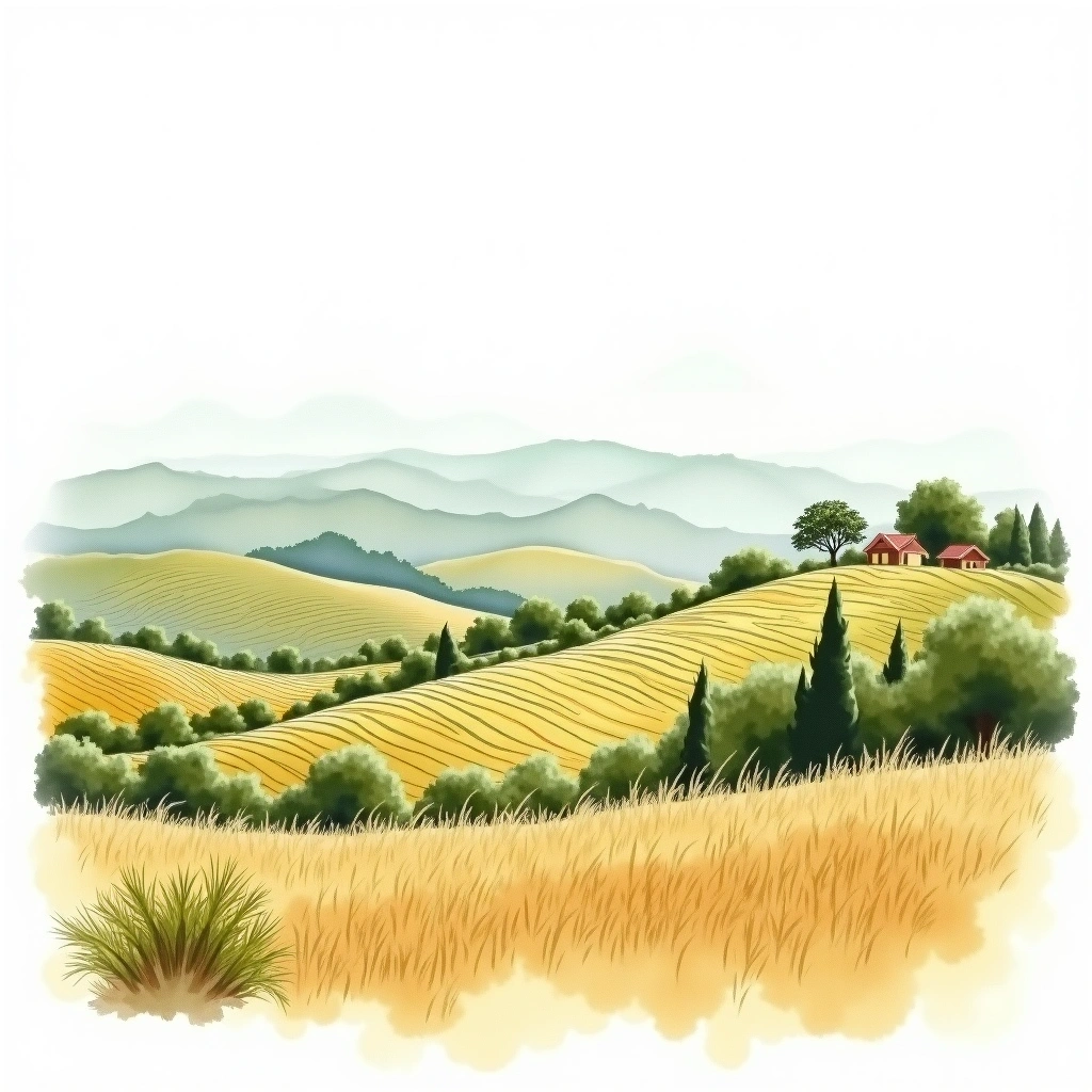 Sierra Sur de Jaén wine region — watercolor illustration