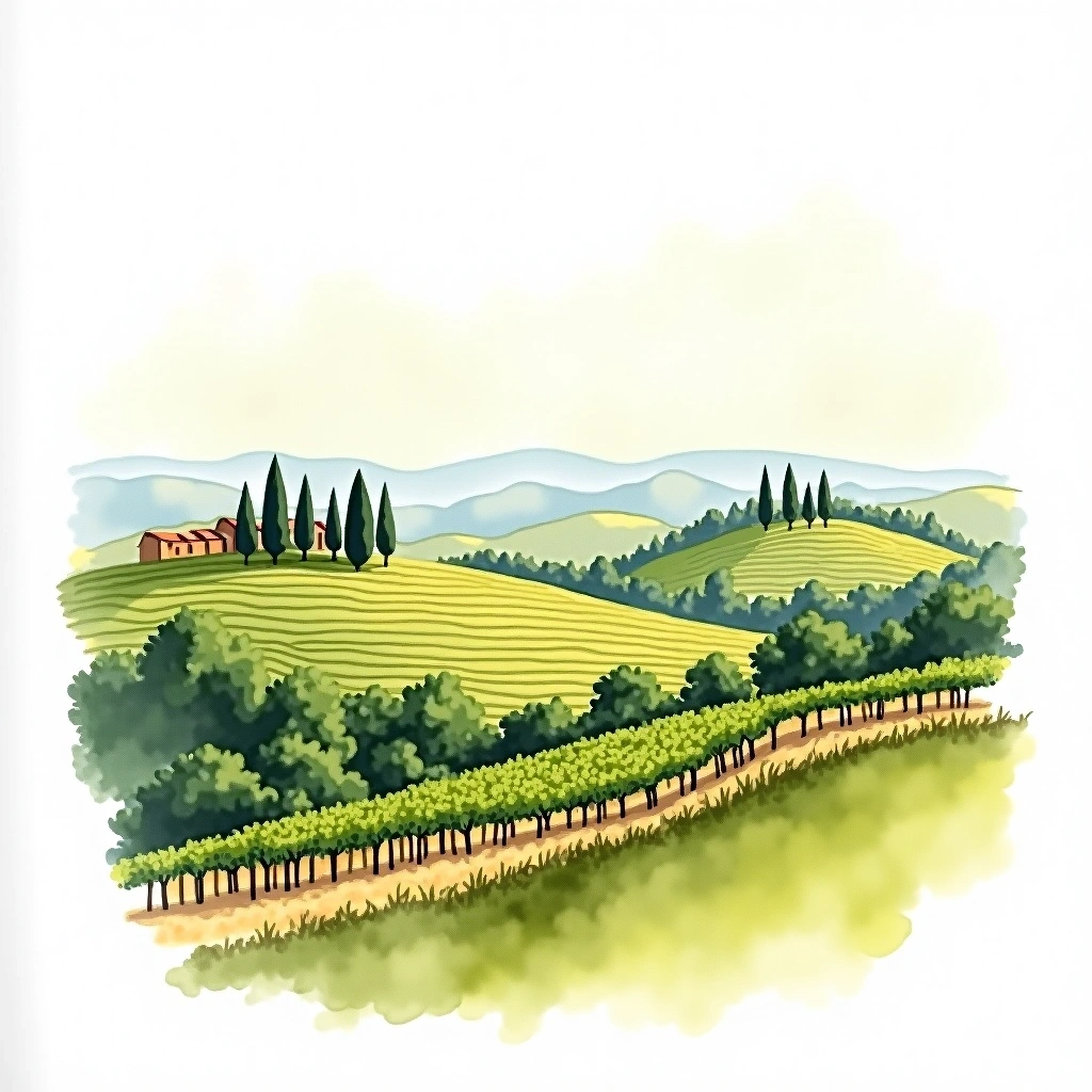 Soave wine region — watercolor illustration