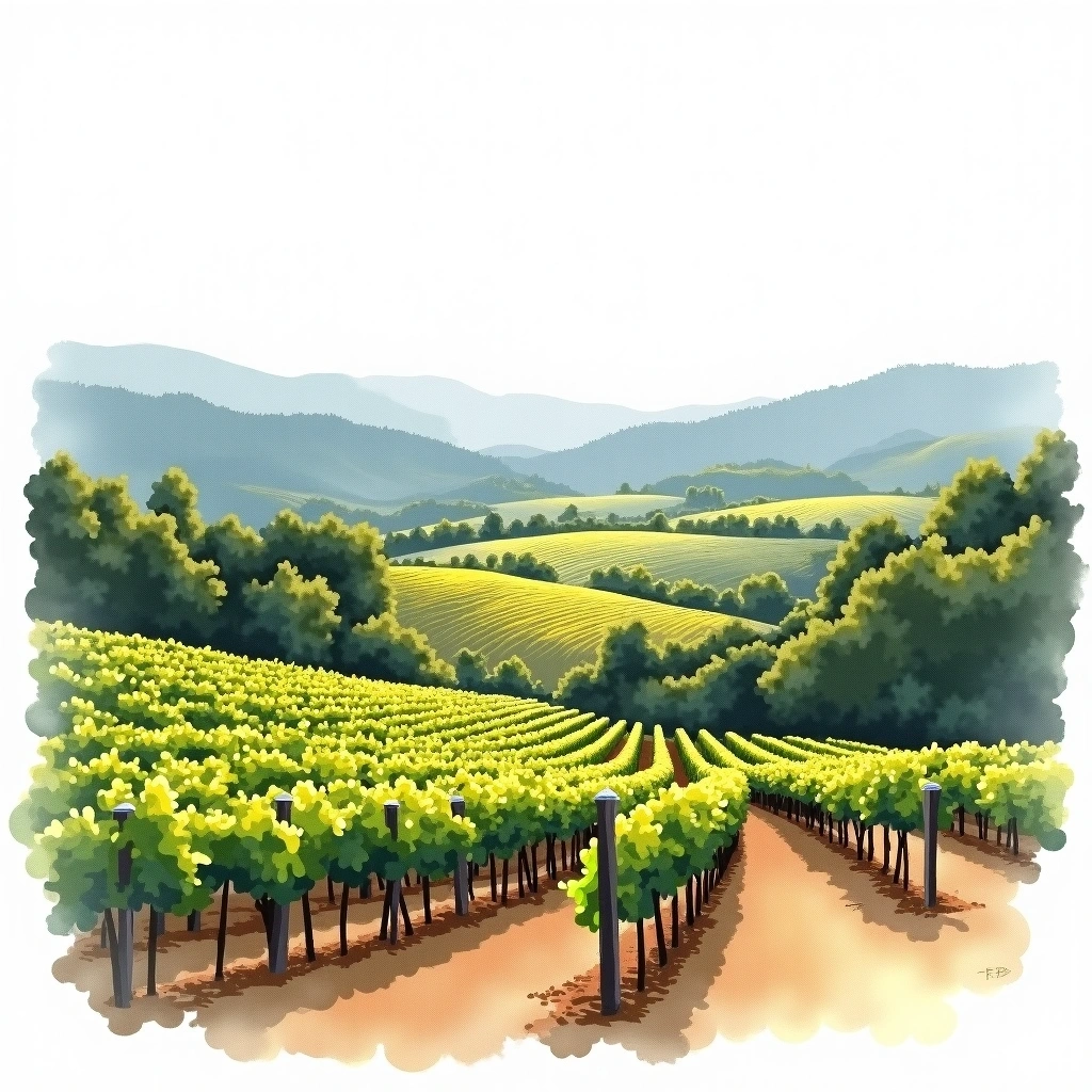 Sonoma Valley wine region — watercolor illustration