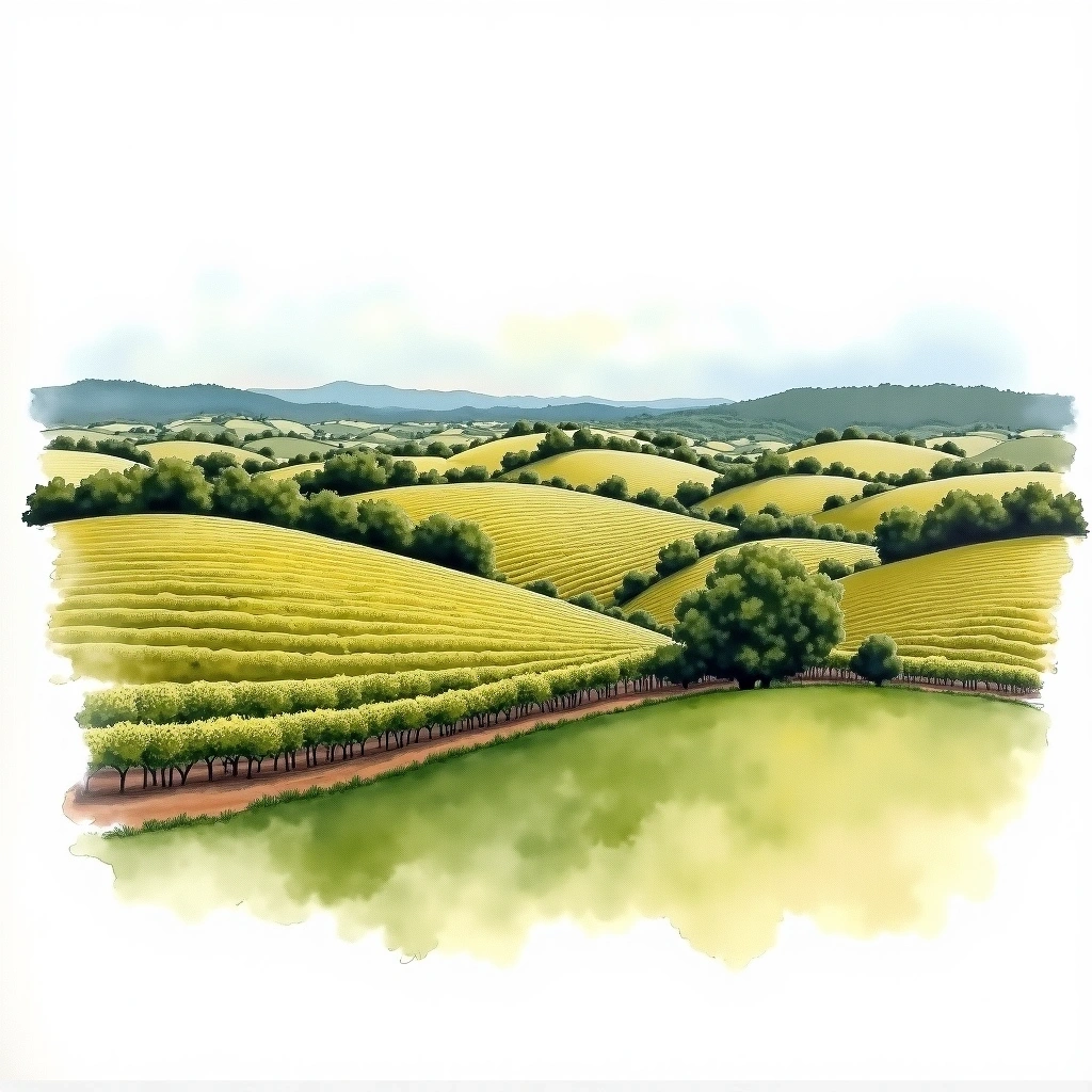 South Australia wine region — watercolor illustration