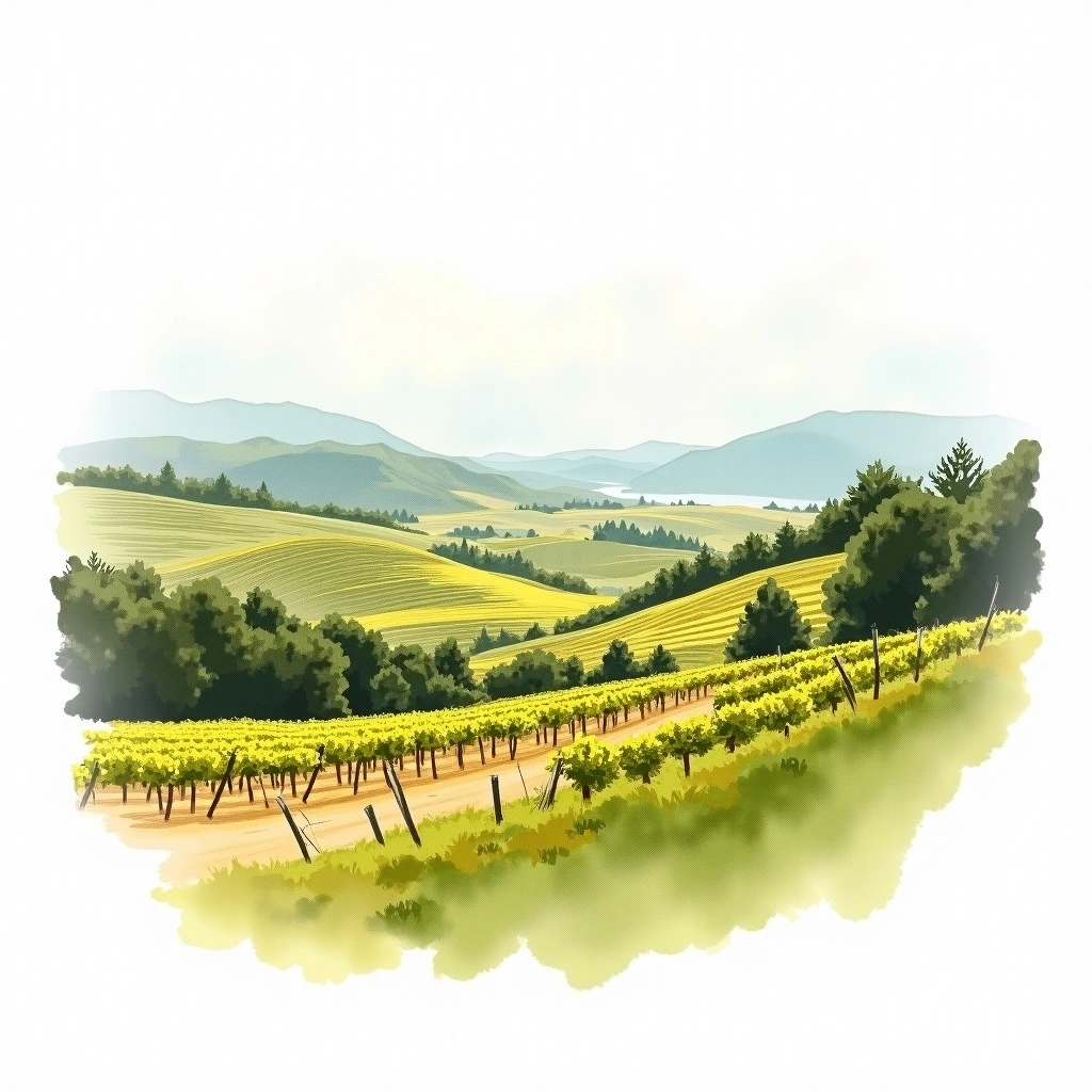 South Coast wine region — watercolor illustration