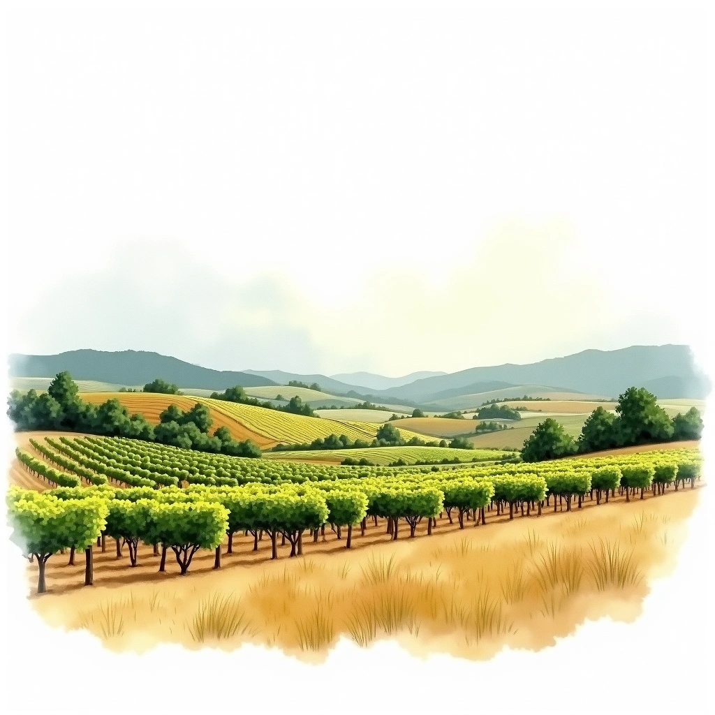 South Eastern wine region — watercolor illustration