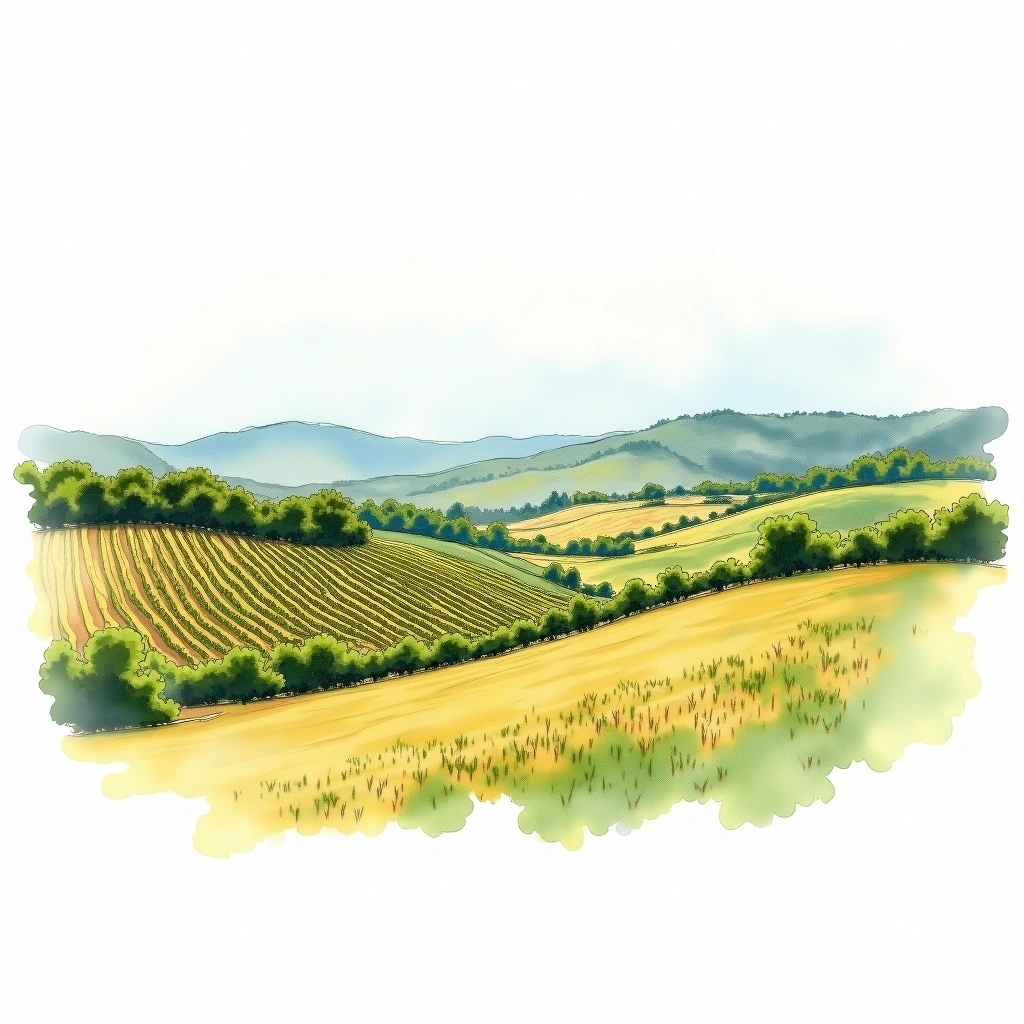 Southern Highlands wine region — watercolor illustration
