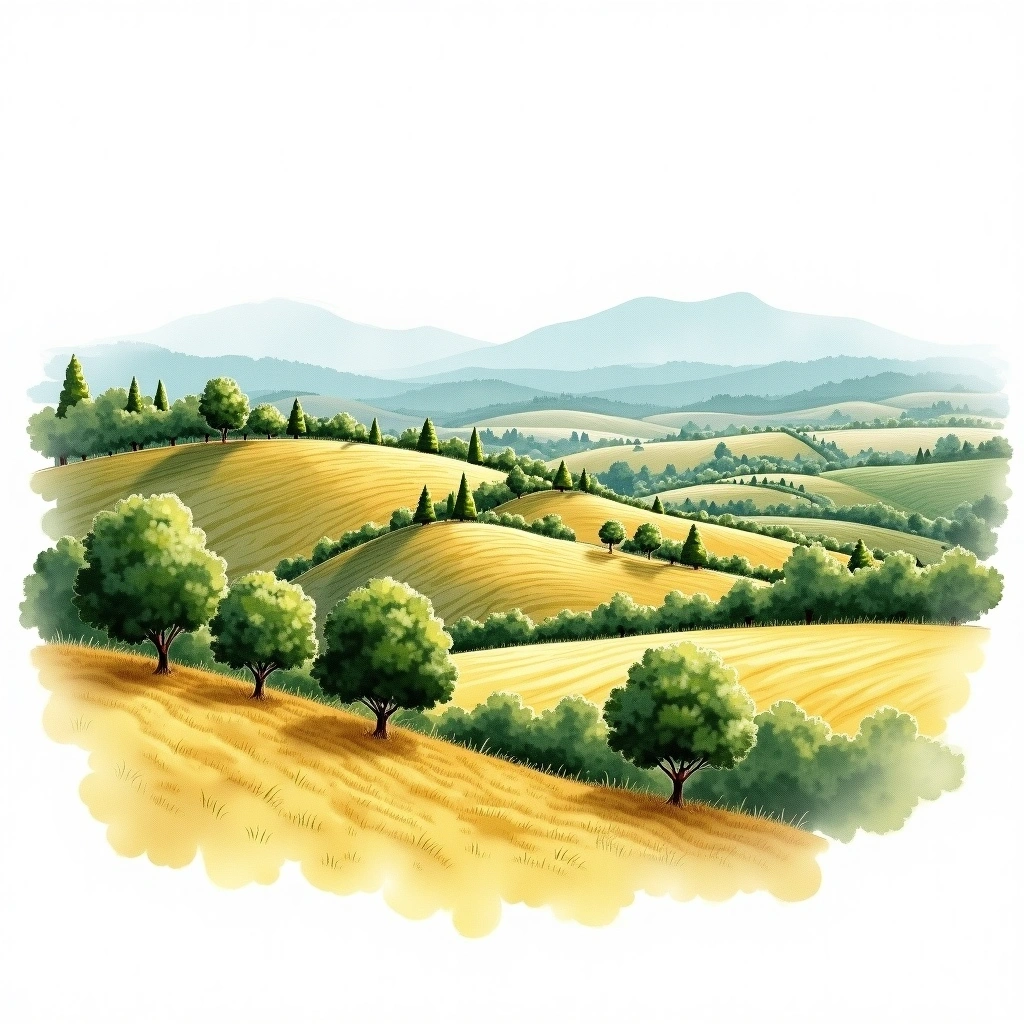Southern Rhône wine region — watercolor illustration