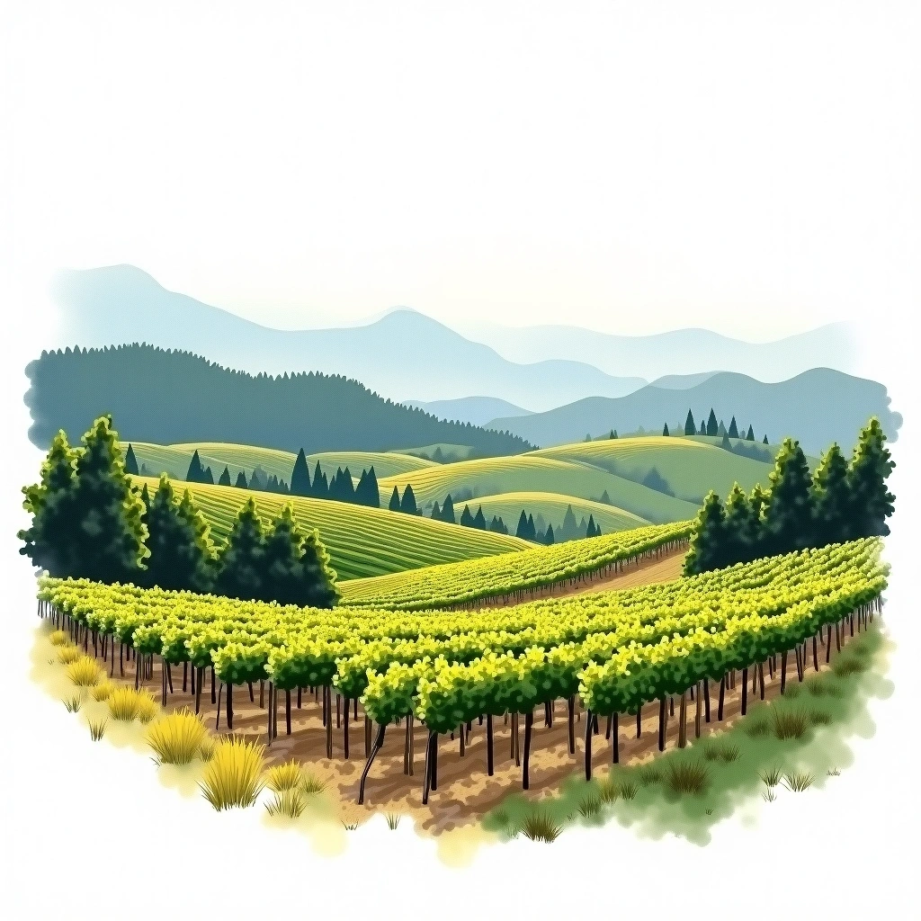 Spring Mountain District wine region — watercolor illustration