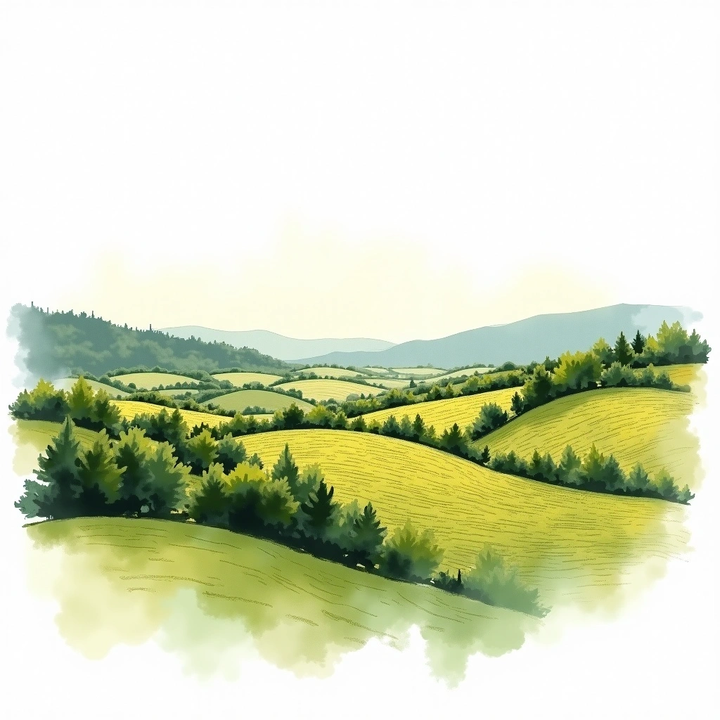 Srednja I Juzna Dalmacija wine region — watercolor illustration