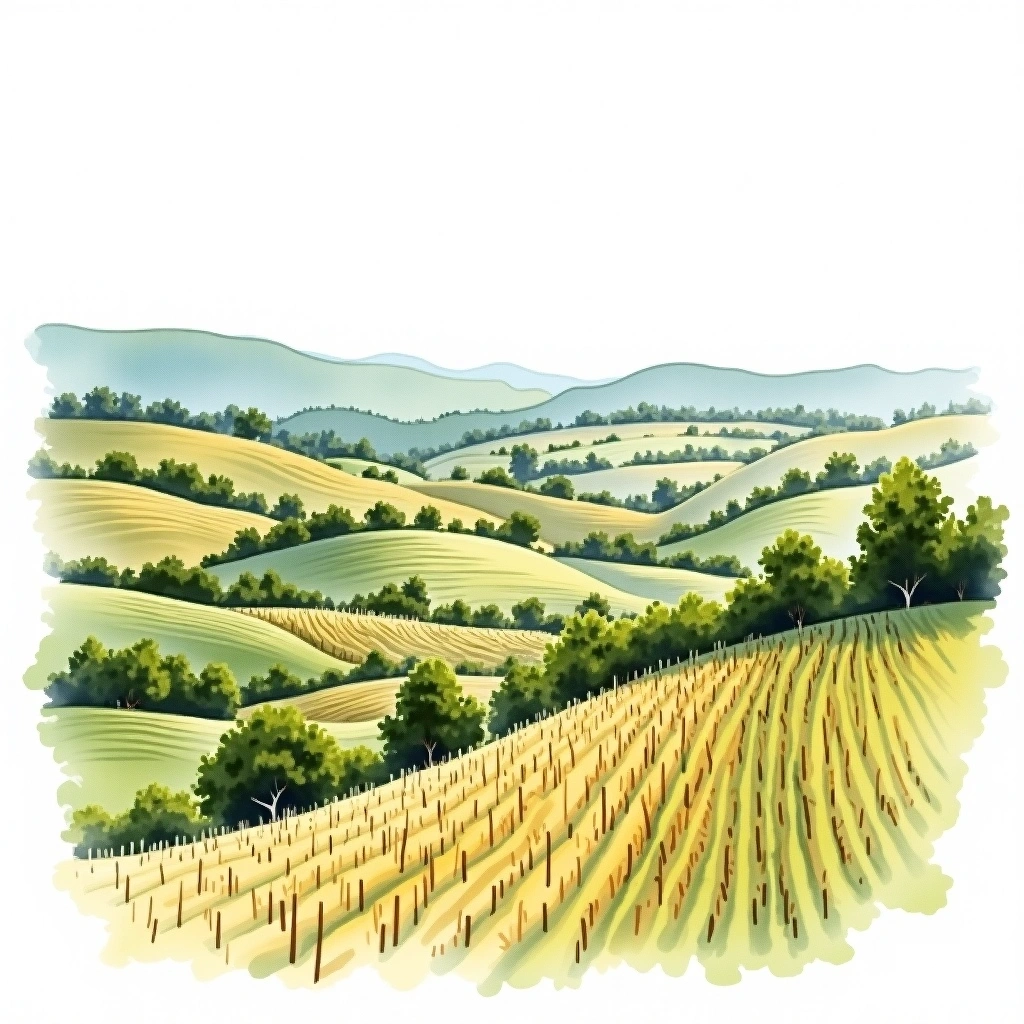 Sta. Rita Hills wine region — watercolor illustration