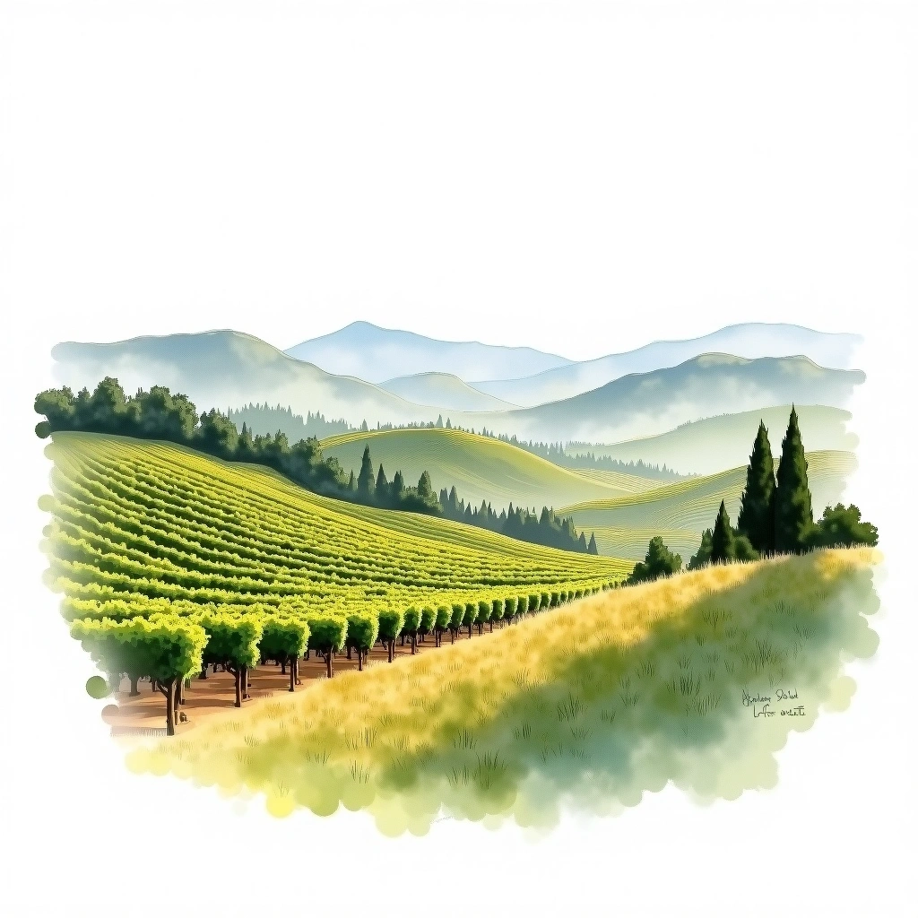 Stags Leap District wine region — watercolor illustration