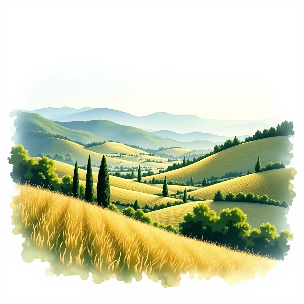 Struma River Valley wine region — watercolor illustration