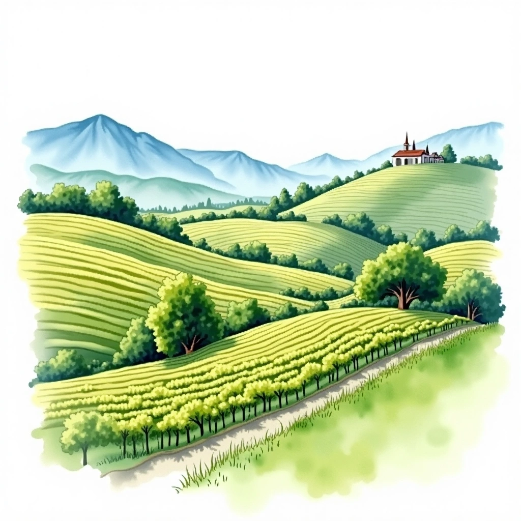 Südtirol-Alto Adige wine region — watercolor illustration