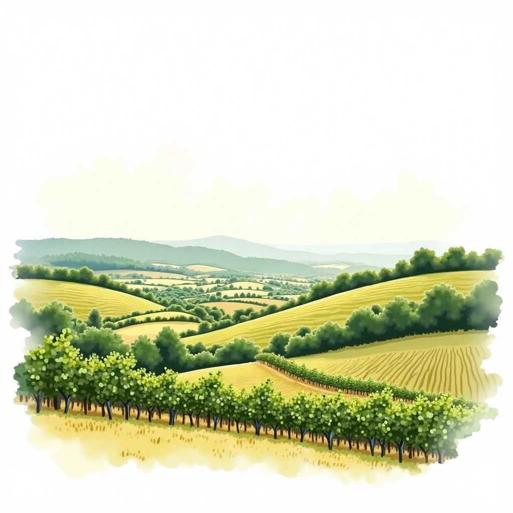 Sussex wine region — watercolor illustration