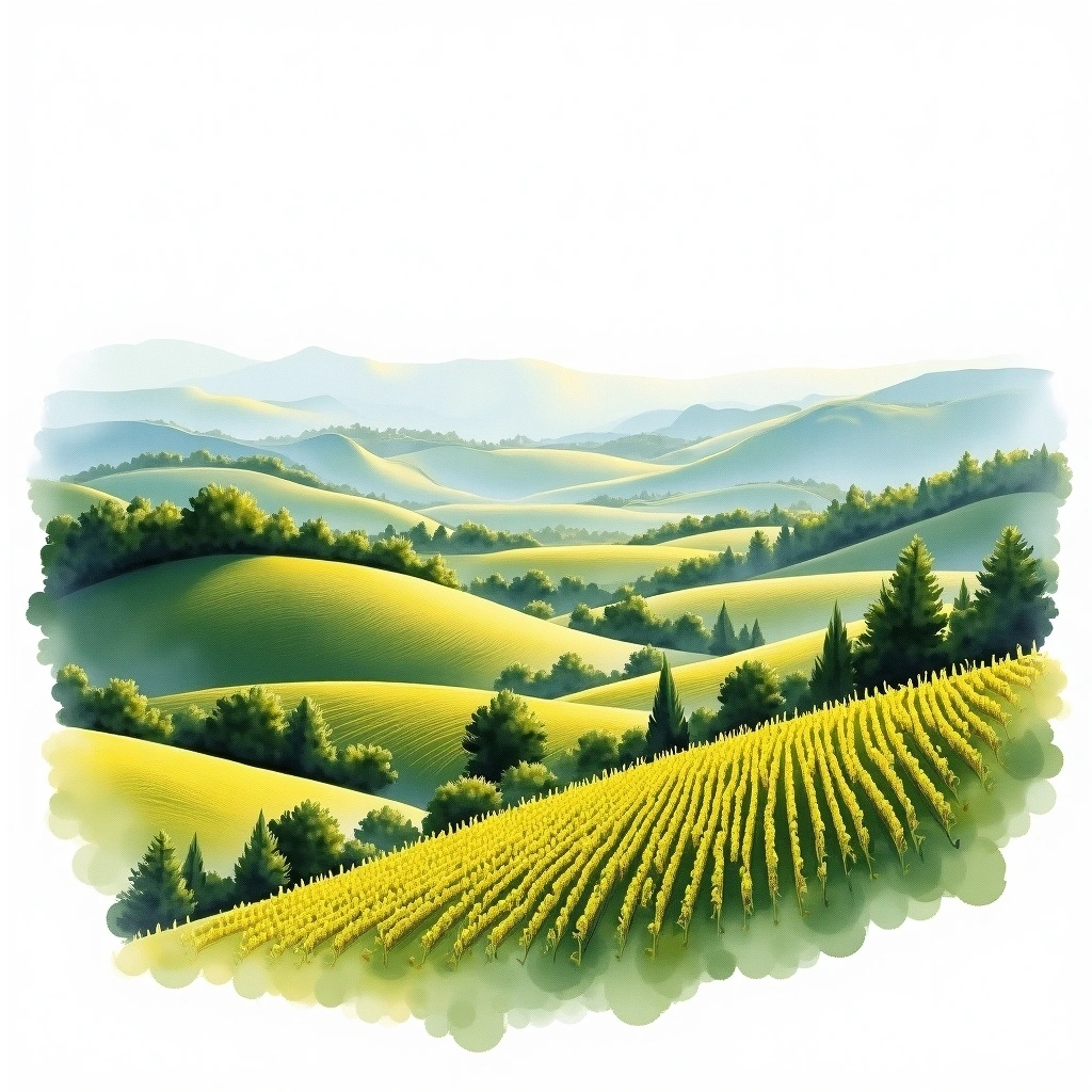 Szekszárd wine region — watercolor illustration