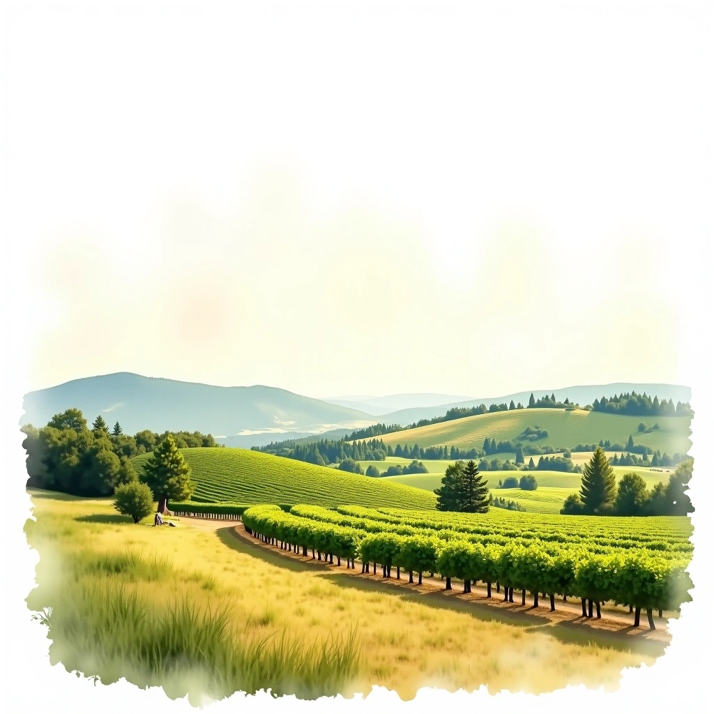 Taman Peninsula (Таманский полуостров) wine region — watercolor illustration