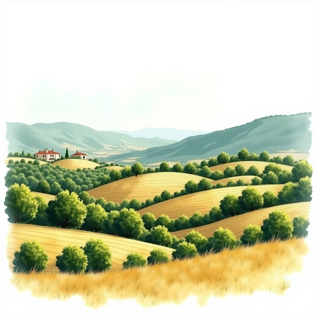 Tarragona wine region — watercolor illustration