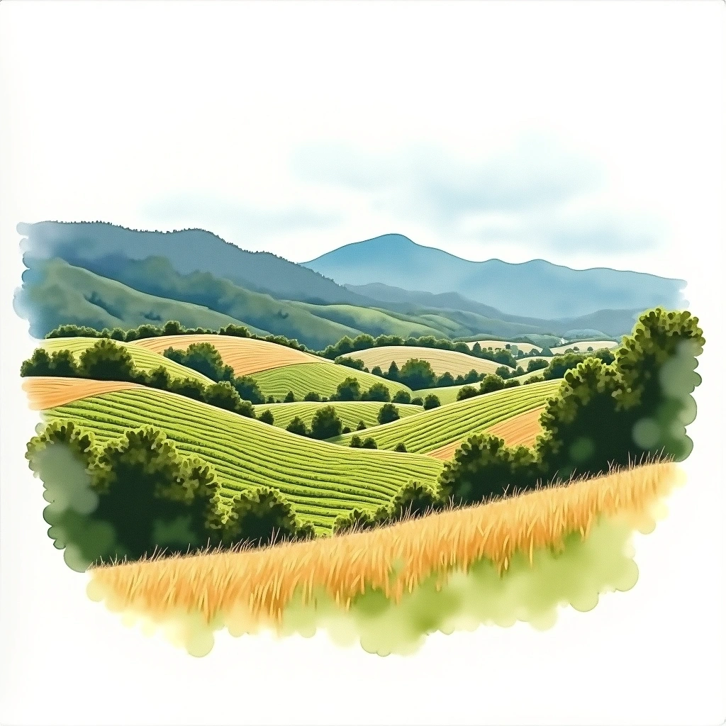 Tasmania wine region — watercolor illustration