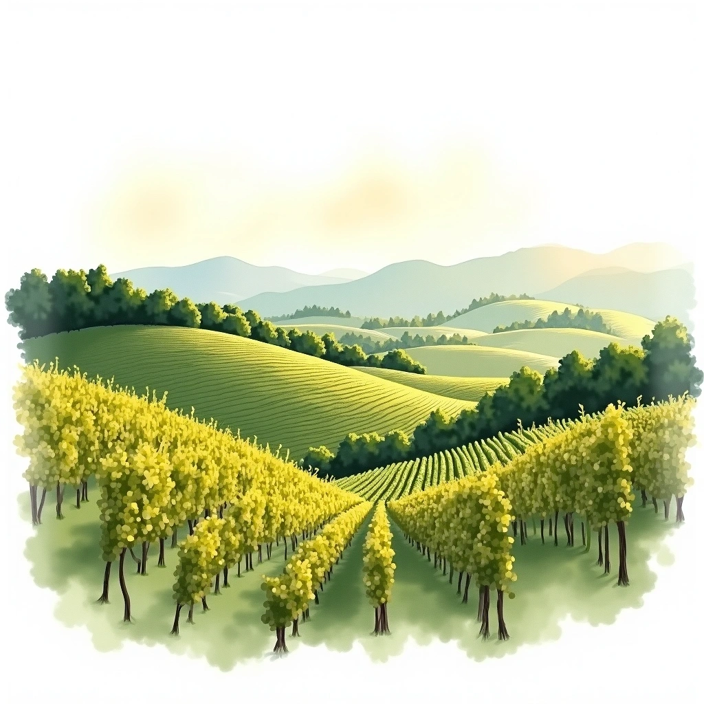Taurasi wine region — watercolor illustration