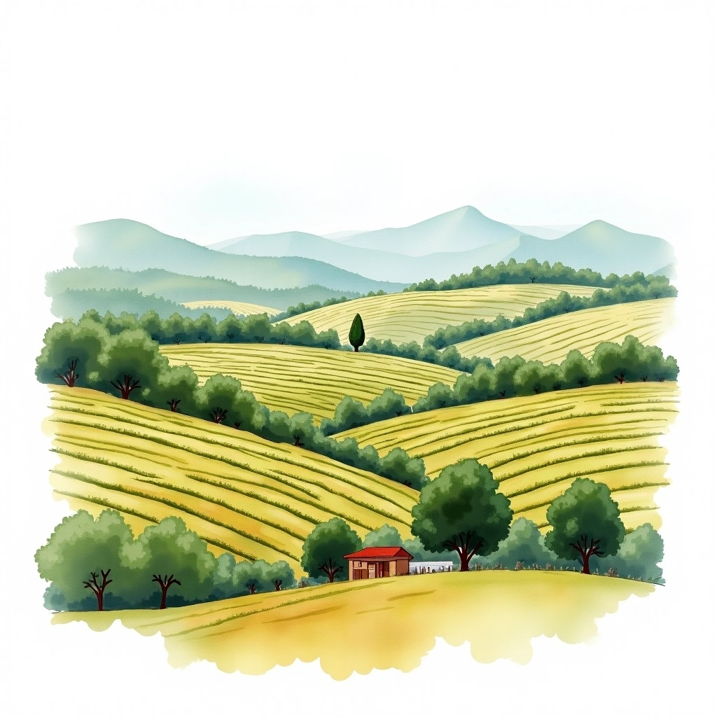 Tavel wine region — watercolor illustration