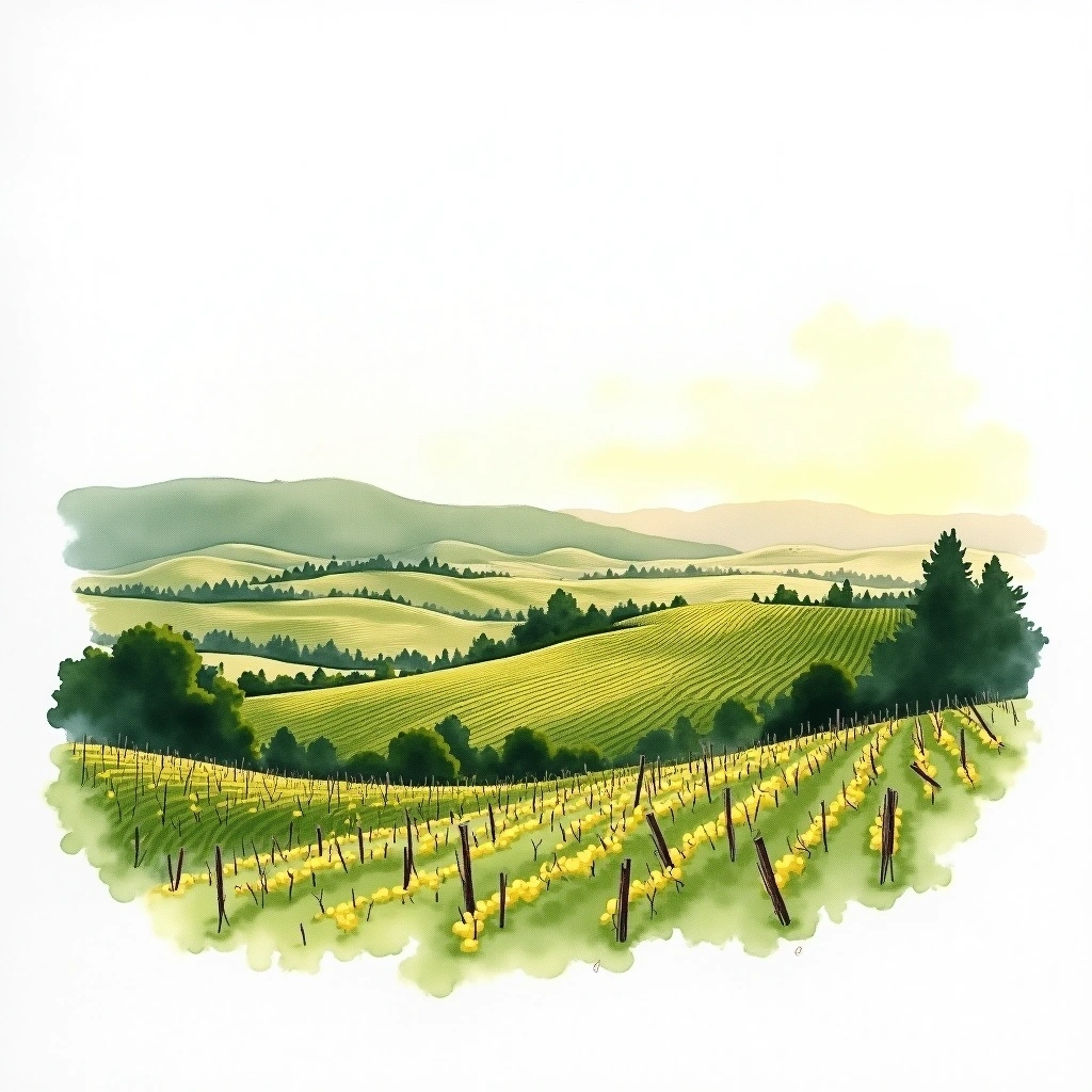 Tejo wine region — watercolor illustration