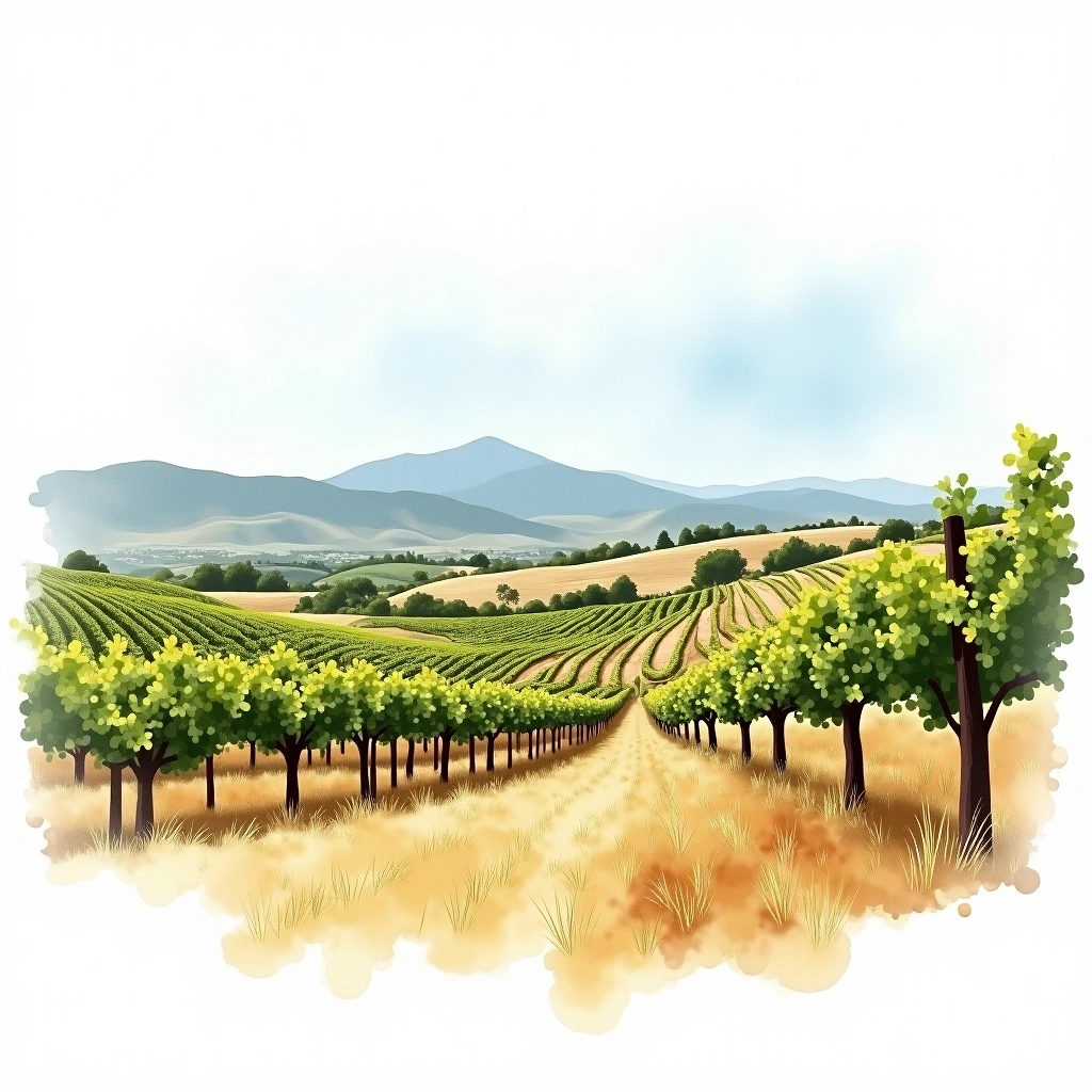 Temecula Valley wine region — watercolor illustration