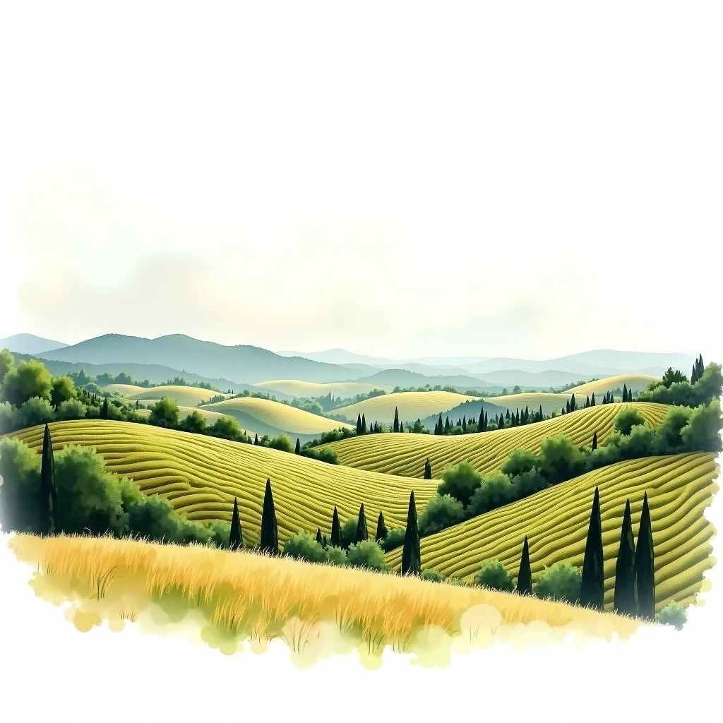 Teroldego Rotaliano wine region — watercolor illustration