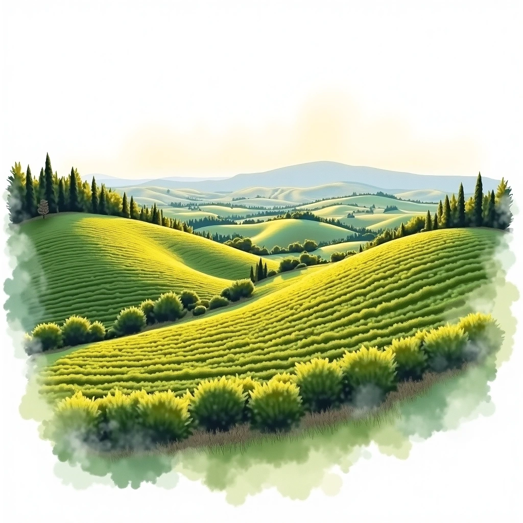 Terre di Chieti wine region — watercolor illustration