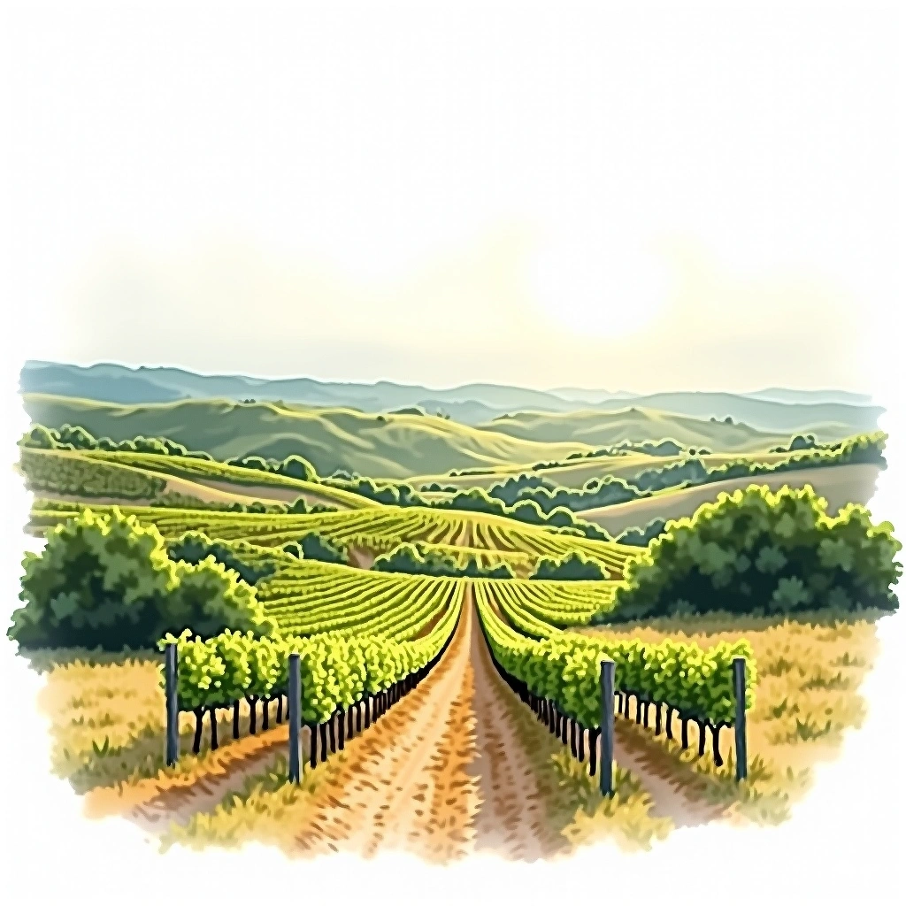 Texas wine region — watercolor illustration