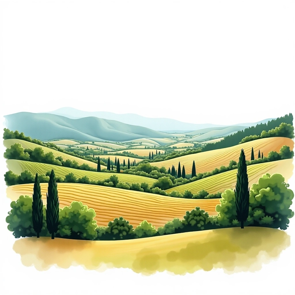 Thracian Valley wine region — watercolor illustration