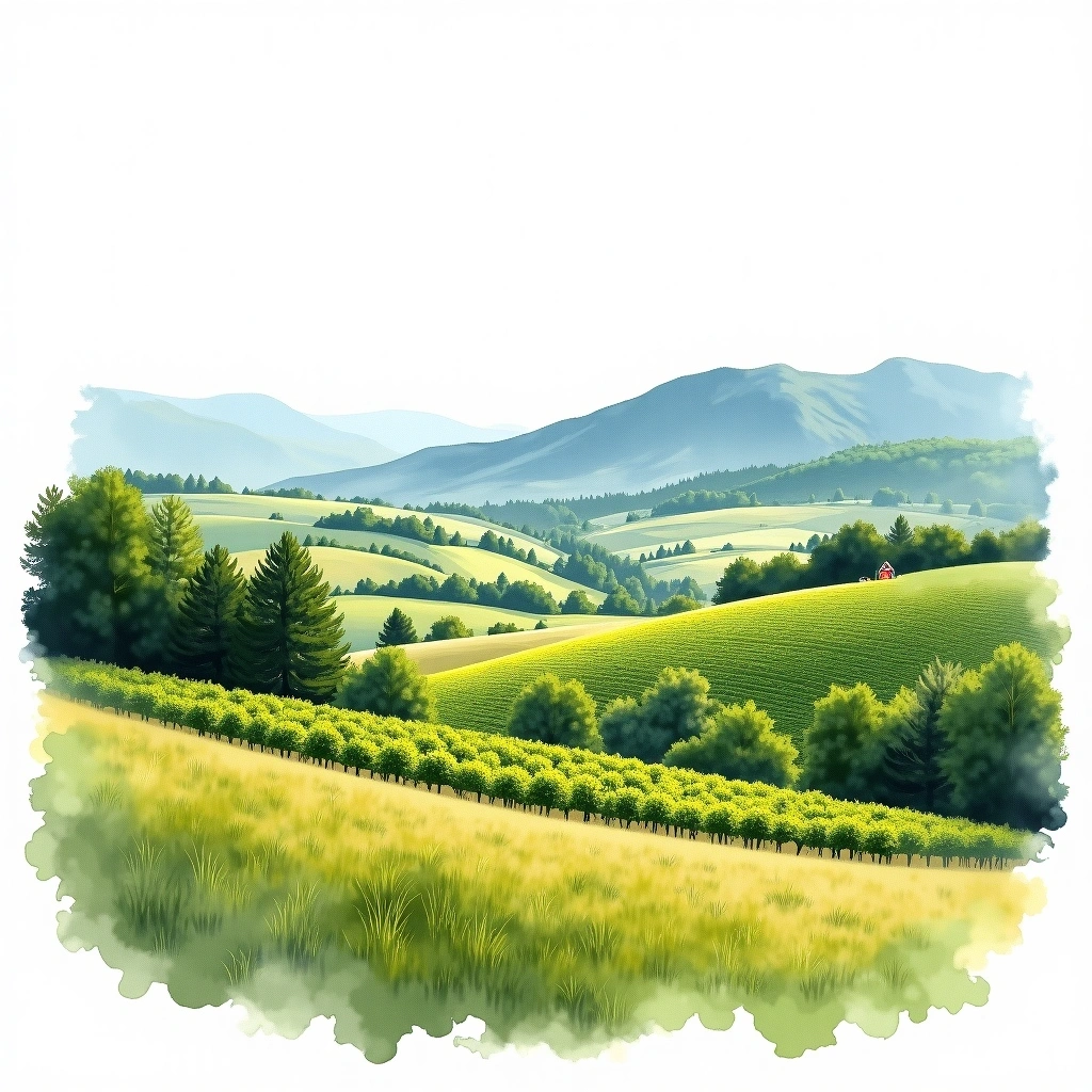 Thurgau wine region — watercolor illustration