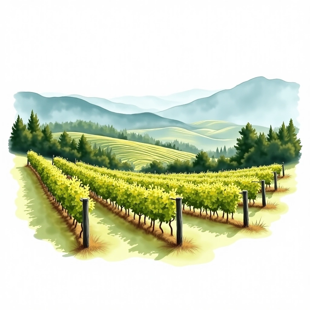 Ticino wine region — watercolor illustration