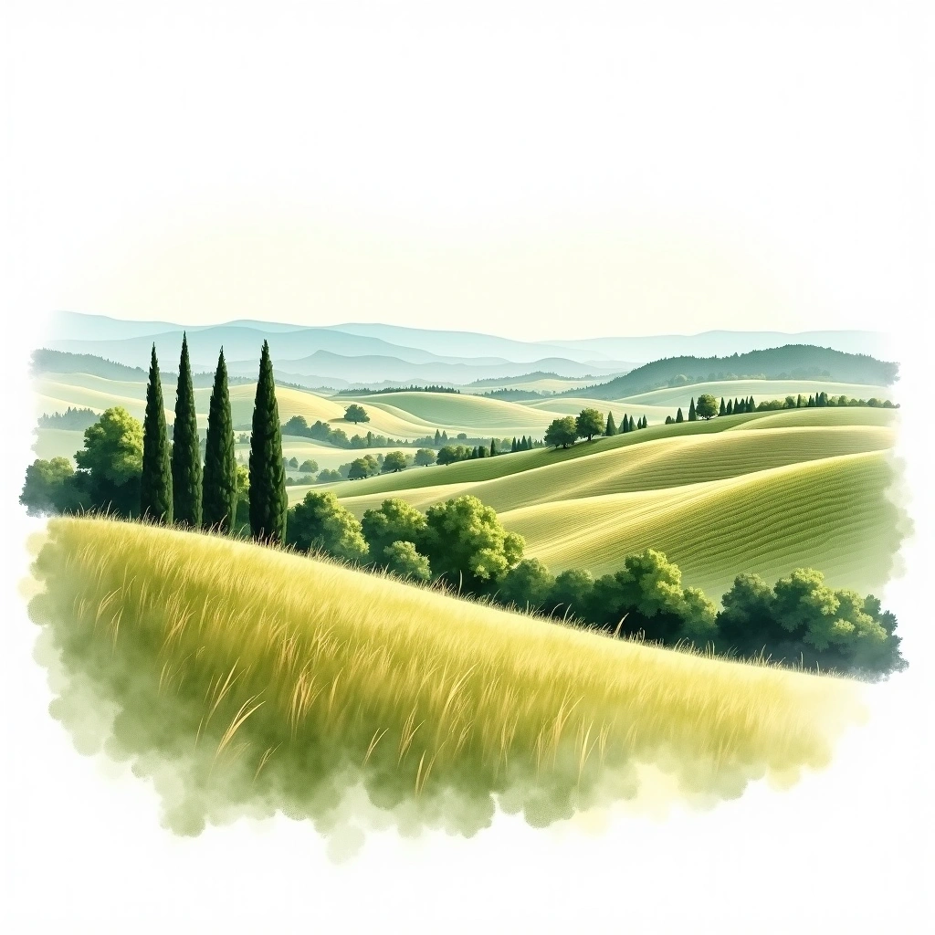 Toscana wine region — watercolor illustration