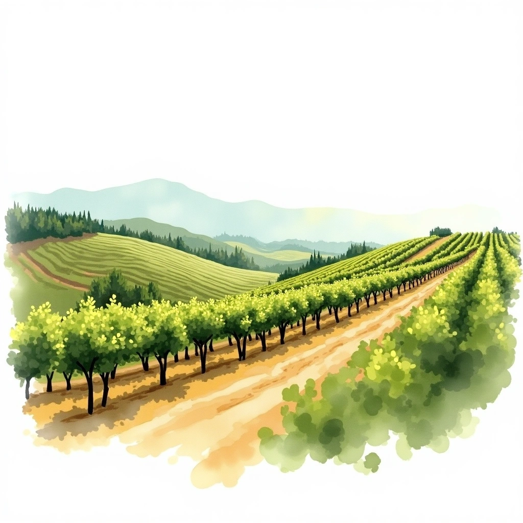 Trás-os-Montes wine region — watercolor illustration