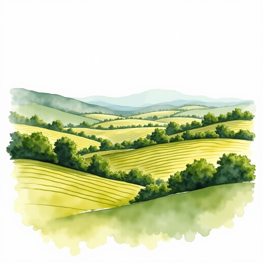 Trebbiano d'Abruzzo wine region — watercolor illustration