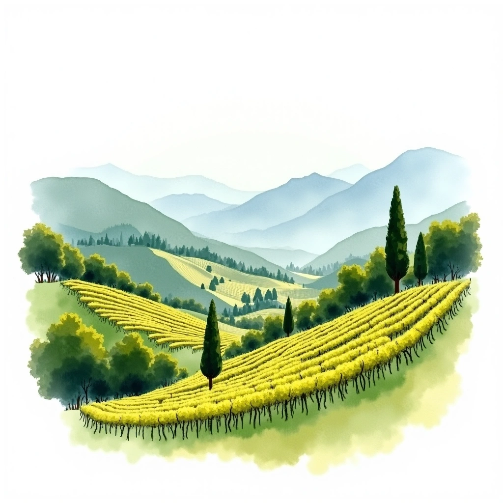 Trentino wine region — watercolor illustration