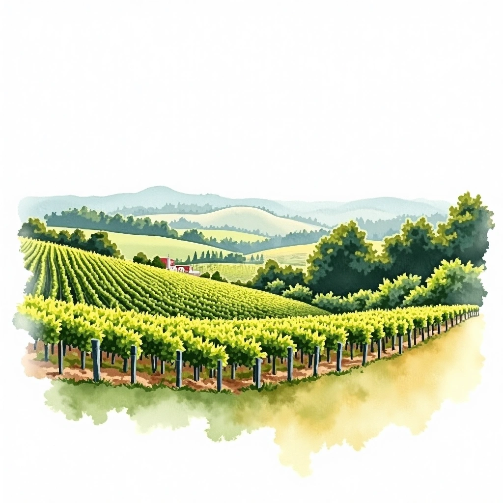 Trittenheim wine region — watercolor illustration
