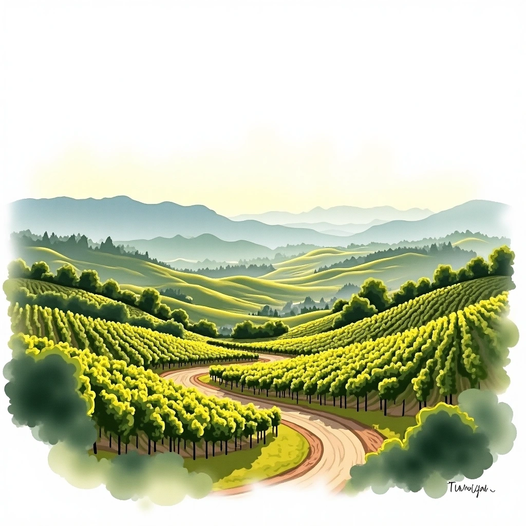 Tunuyán wine region — watercolor illustration