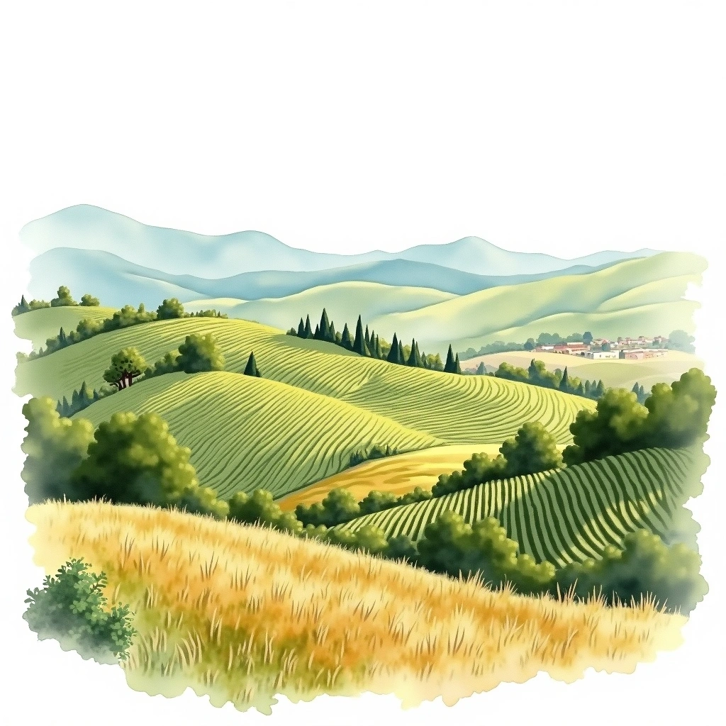 Uco Valley wine region — watercolor illustration