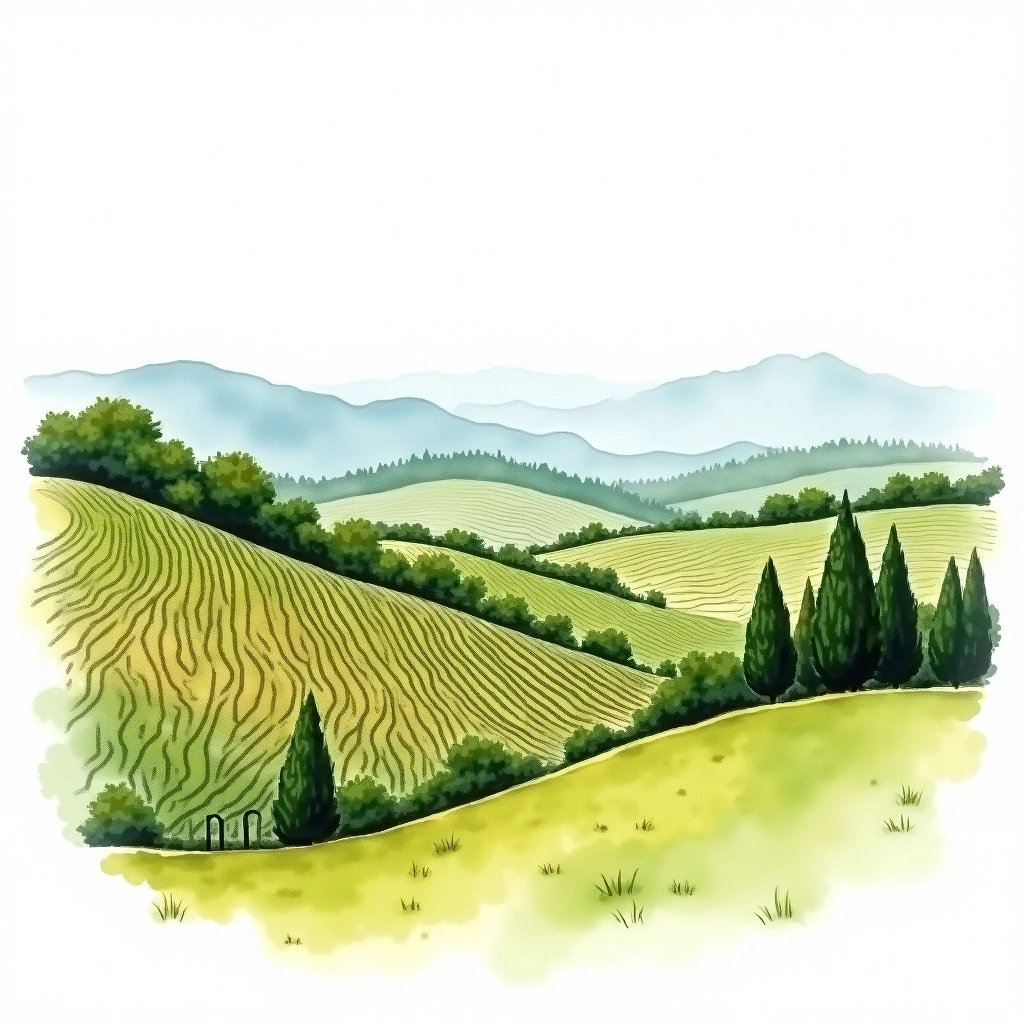 Valais wine region — watercolor illustration