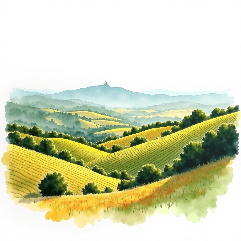 Valdepeñas wine region — watercolor illustration