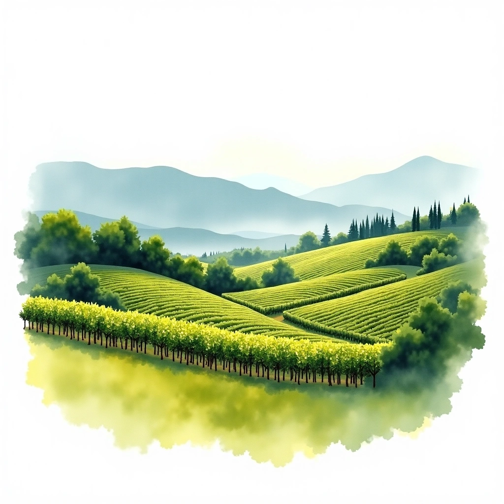 Valle d'Aosta wine region — watercolor illustration