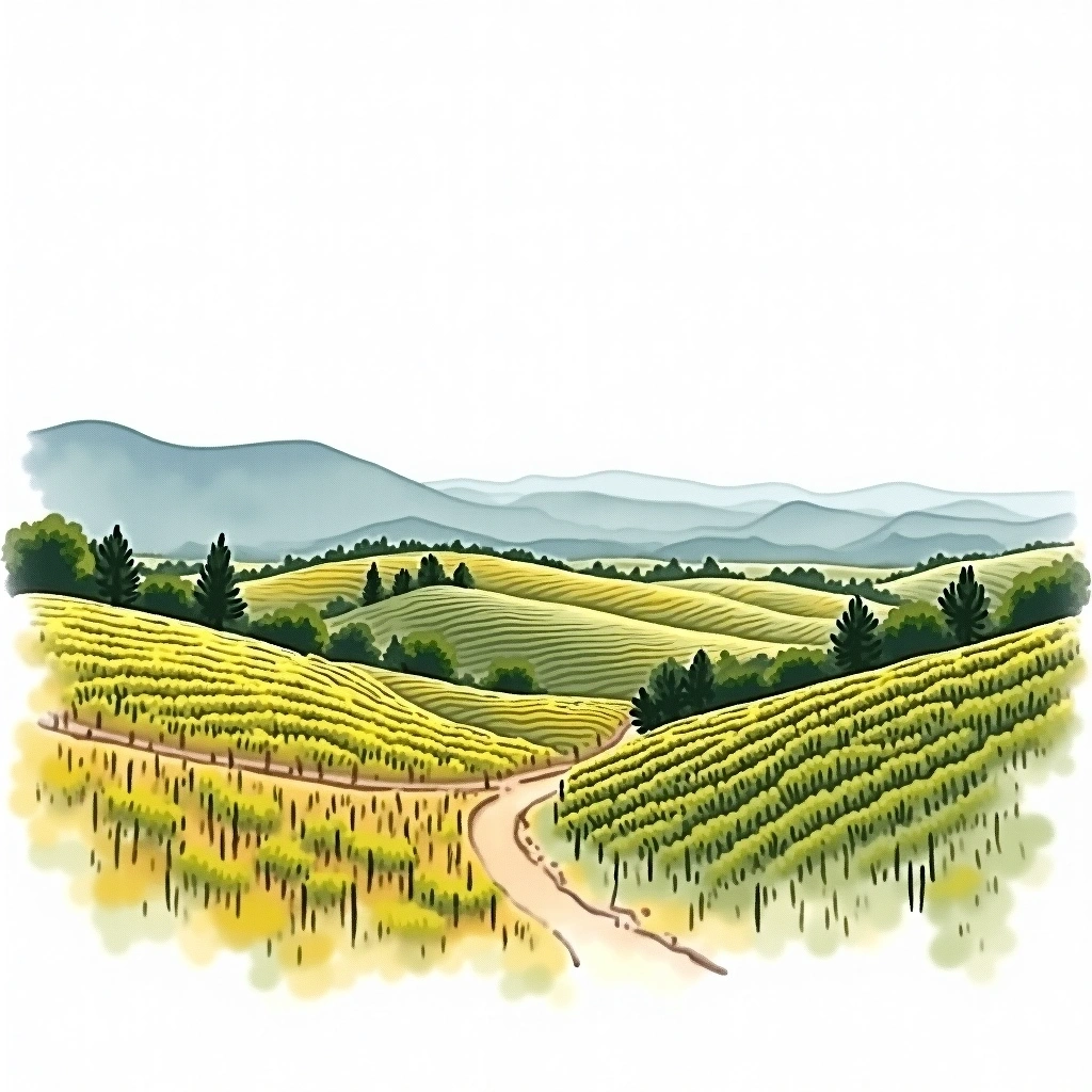 Valle de Guadalupe wine region — watercolor illustration